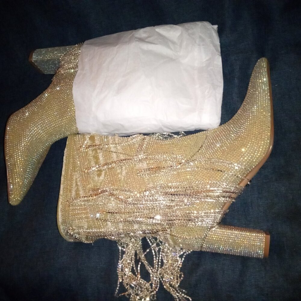AZALEA WANG " COLLECTIVELY COWGIRL " SILVER SAGE DIAMOND DRIP BOOTIE(BRAND NEW ! - Picture 7 of 7